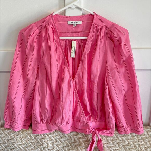 Madewell Wrap Top in Cecelia Stripe NWT - Picture 4 of 12